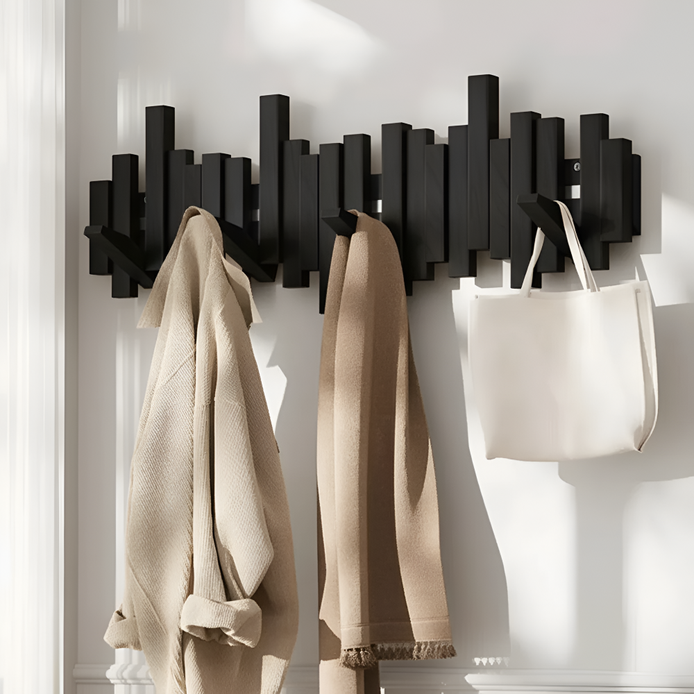 Smart fällbar väggkrok, magnetisk designad klädhängare. Modern lösning för en stilren och organiserad hall.