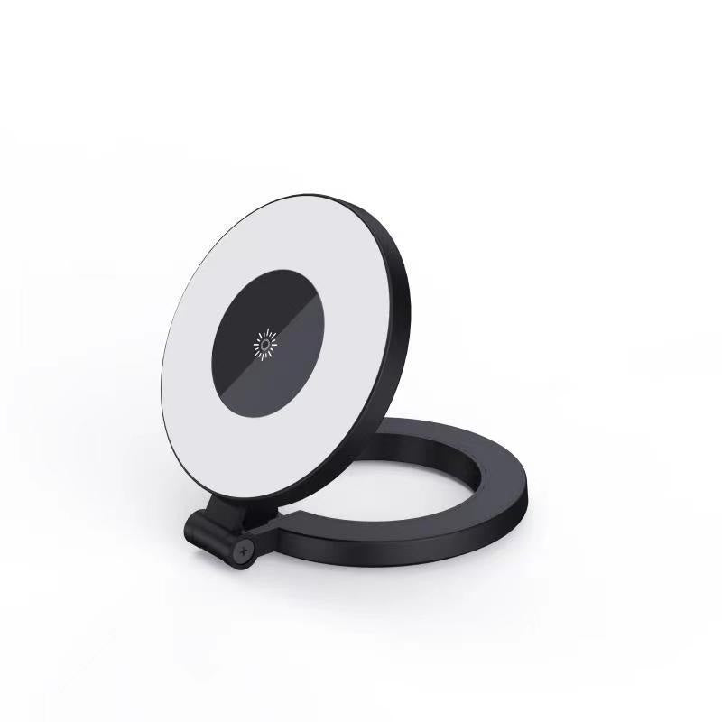 "Magnetisk selfiepinne med stativ, svart och vit, med teleskopisk design och 360° rotation för stabil och flexibel foto"