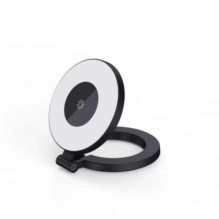"Magnetisk selfiepinne med stativ, svart och vit, med teleskopisk design och 360° rotation för stabil och flexibel foto"