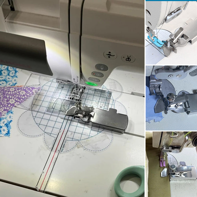 "Magnetisk sömguide för exakt sömnad, fäst på symaskinsplåt för konsekvent sömbredd, idealisk för alla sömnadsprojekt."