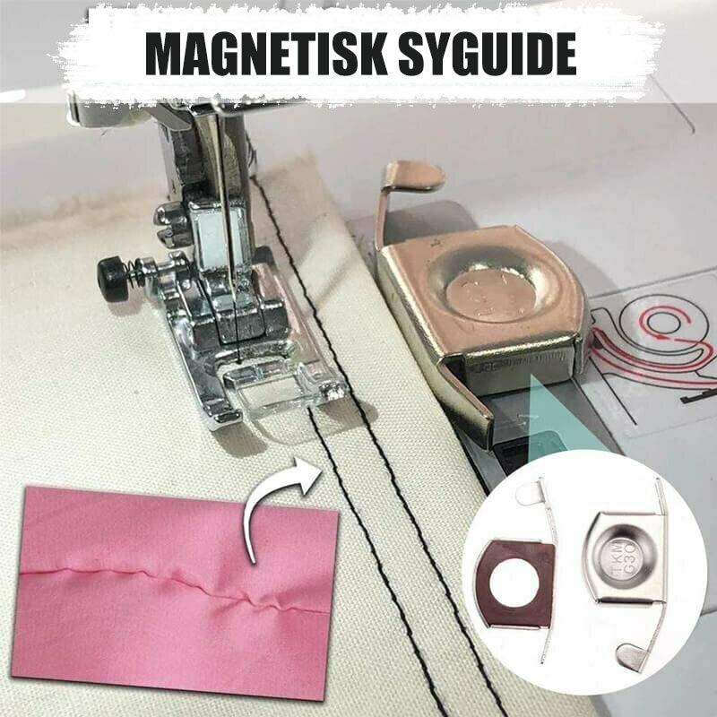 "Magnetisk syguide i metall, liten och kraftfull, idealisk för exakta sömsmåner och perfekt för alla som syr."