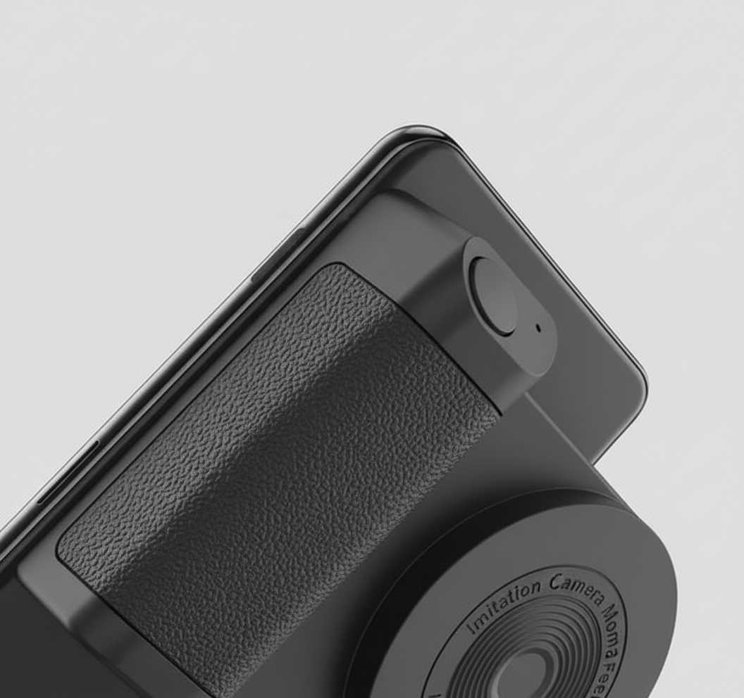 Mobilfäste med magnetisk telefonhållare och stabilisator; idealisk för smidig videoproduktion och foto.