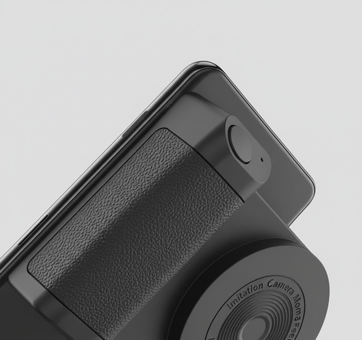 Mobilfäste med magnetisk telefonhållare och stabilisator; idealisk för smidig videoproduktion och foto.
