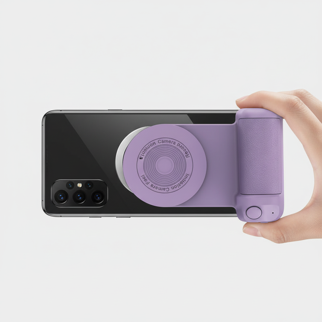 Praktisk magnetisk telefonhållare med inbyggd stabilisator för enkel videoproduktion. Mobilfäste för alla.