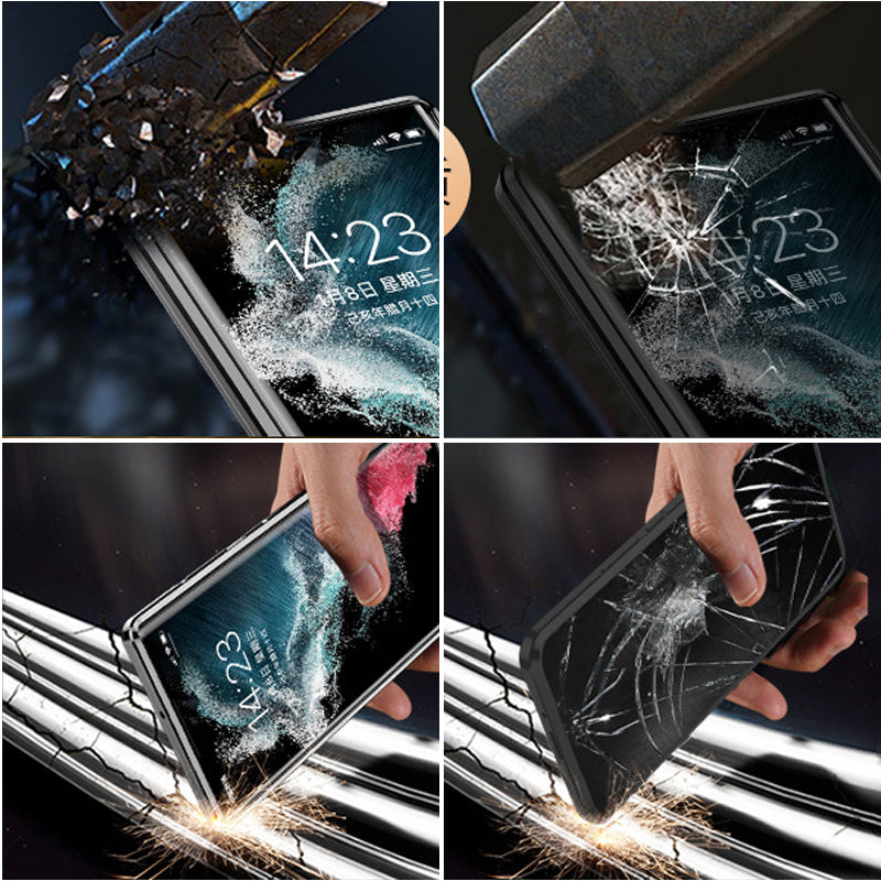 "Magnetisk telefonväska med legeringsram på smartphone, stötskydd och elegant design, perfekt för vardagsbruk."