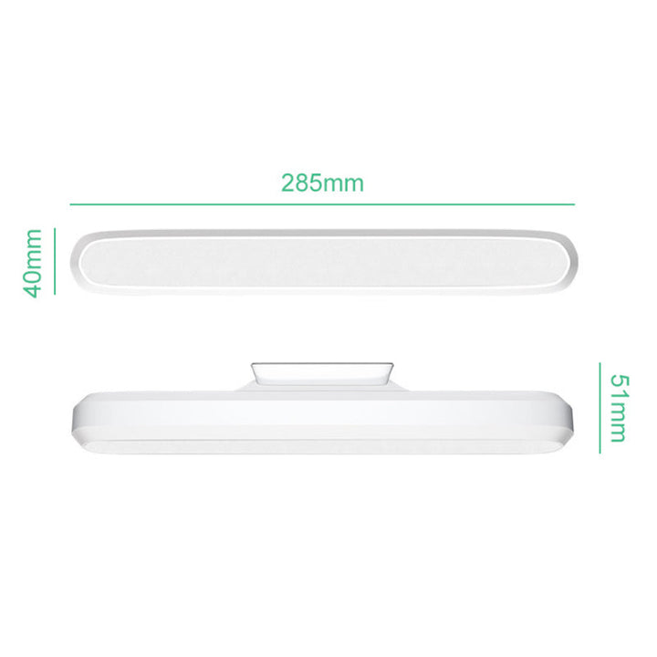 "Magnetisk uppladdningsbar bordslampa, kompakt design, magnetfot, justerbara ljusnivåer, svart eller vit färg."