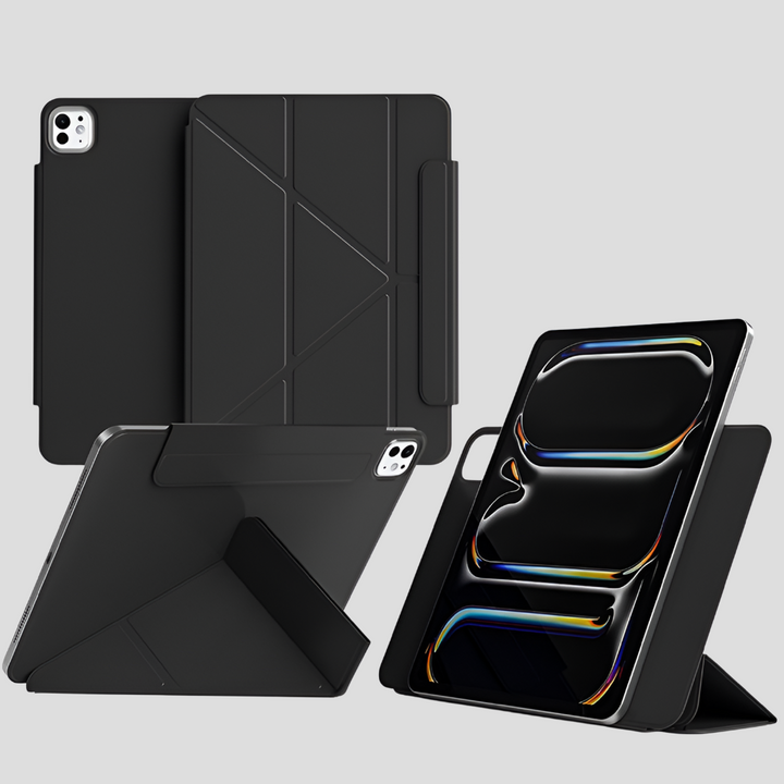 Magnetiskt 360° roterbart skyddsskal för iPad Air/Pro. Stöttåligt fodral i metallfinish för surfplatta.