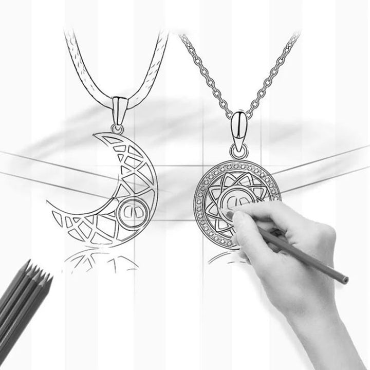 Magnetiskt halsband i sterling silver för par, projicerar kärleksbudskap på flera språk, elegant design med zirkon.