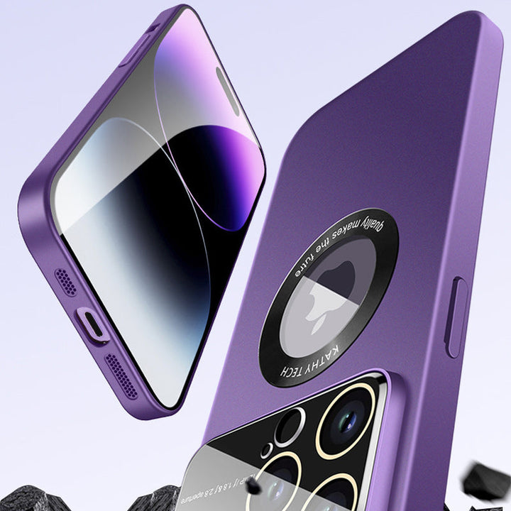 "Magnetiskt iPhonefodral med starkt skydd, 360-graders skydd, kristallklar design, laddstöd, dammtät funktion."