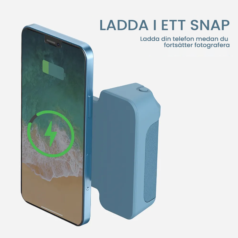 "Magnetiskt kamerahandtag med svart Bluetooth-fäste, ergonomiskt designad för stabil fotografering med smartphones"