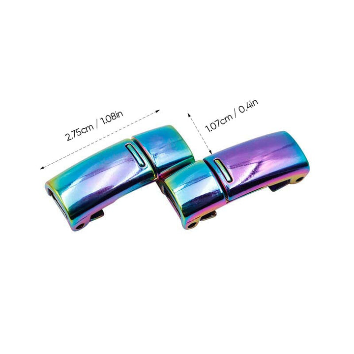 "Magnetiskt metallspänne för skosnören dam, elegant design i silver, svart och roséguld, stilfull och funktionell lösning."