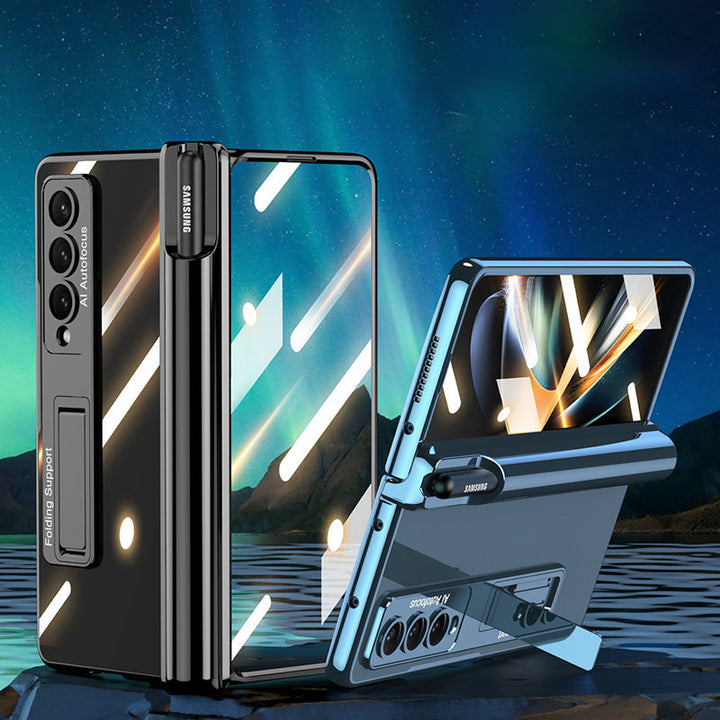 "Magnetiskt mobilfodral för Samsung Galaxy Z Fold 4, 360° skydd, olika färger, elegant design, med pennhållare."