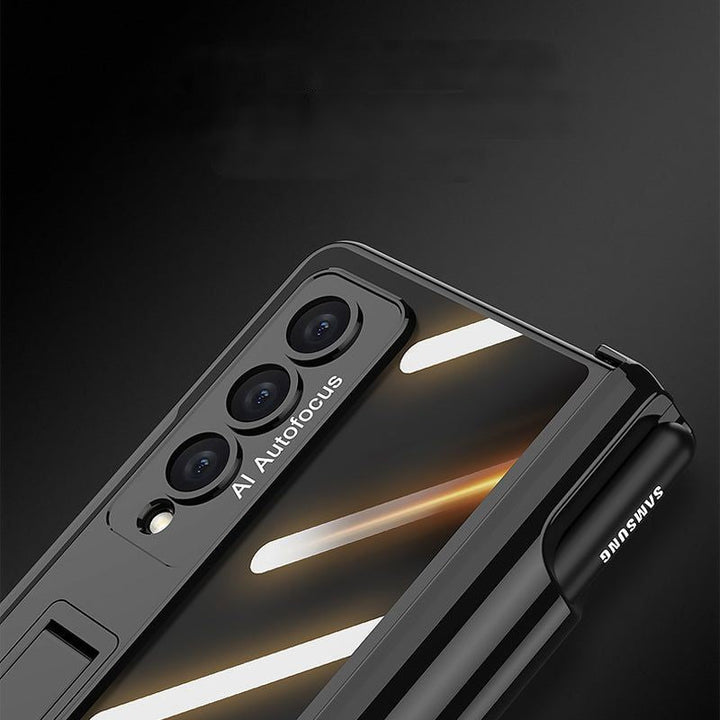 "Magnetiskt mobilfodral för Samsung Galaxy Z Fold 4, 360° skydd, olika färger, elegant design, med pennhållare."