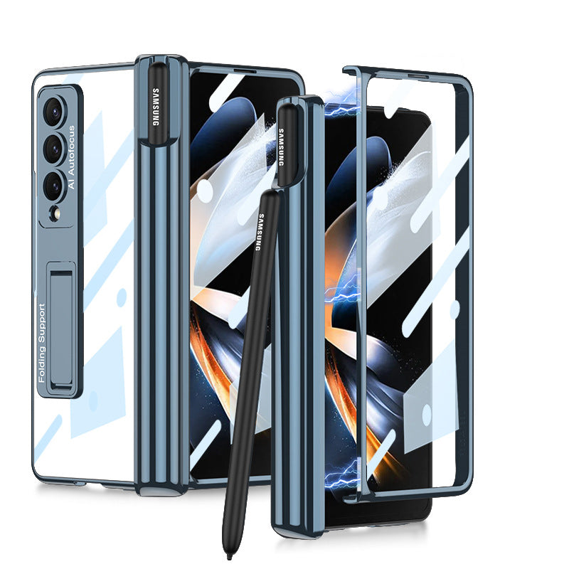 "Magnetiskt mobilfodral för Samsung Galaxy Z Fold 4, 360° skydd, olika färger, elegant design, med pennhållare."