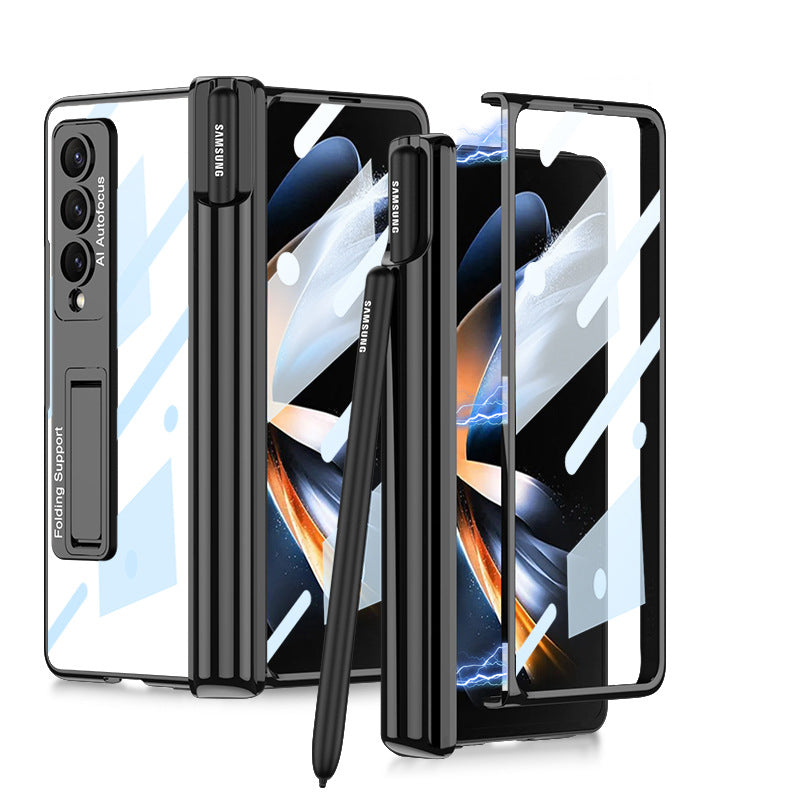 "Magnetiskt mobilfodral för Samsung Galaxy Z Fold 4, 360° skydd, olika färger, elegant design, med pennhållare."