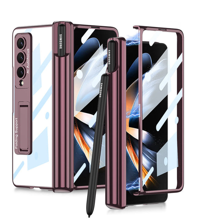 "Magnetiskt mobilfodral för Samsung Galaxy Z Fold 4, 360° skydd, olika färger, elegant design, med pennhållare."