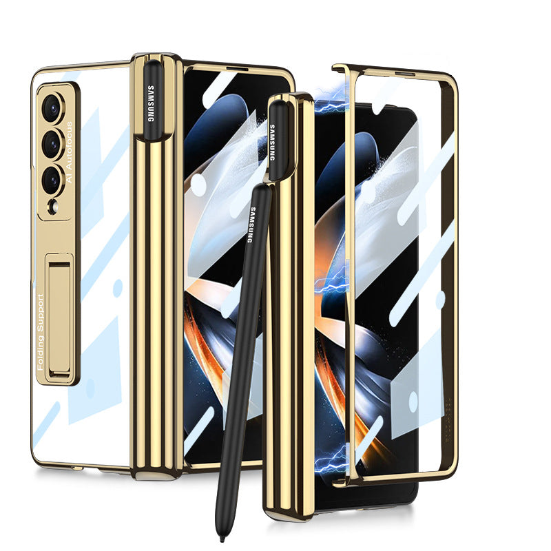 "Magnetiskt mobilfodral för Samsung Galaxy Z Fold 4, 360° skydd, olika färger, elegant design, med pennhållare."