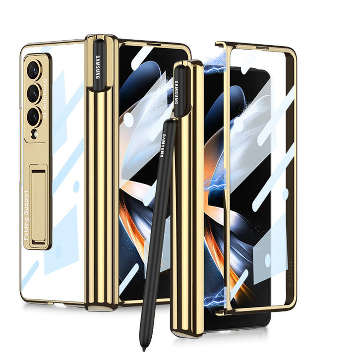 "Magnetiskt mobilfodral för Samsung Galaxy Z Fold 4, 360° skydd, olika färger, elegant design, med pennhållare."