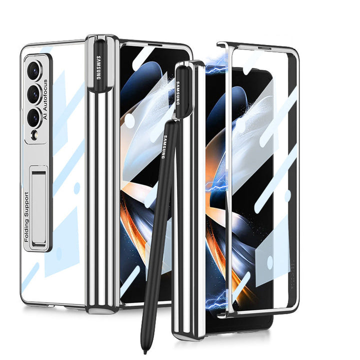"Magnetiskt mobilfodral för Samsung Galaxy Z Fold 4, 360° skydd, olika färger, elegant design, med pennhållare."