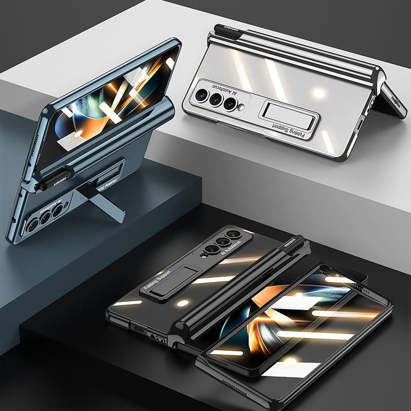 "Magnetiskt mobilfodral för Samsung Galaxy Z Fold 4, 360° skydd, olika färger, elegant design, med pennhållare."