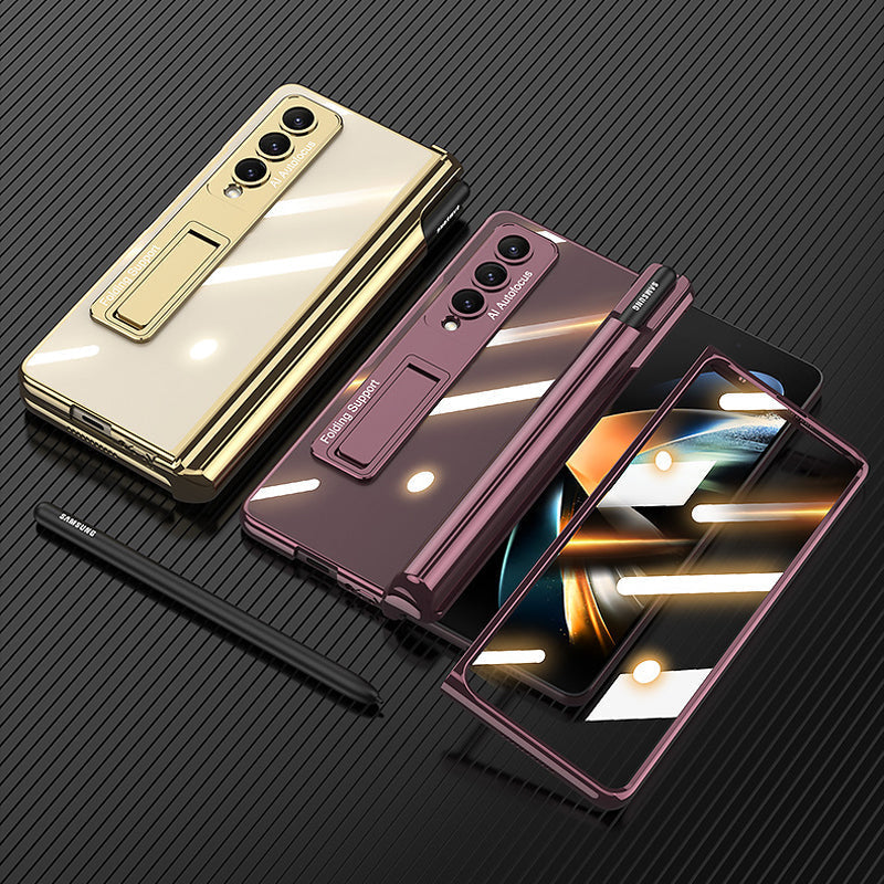 "Magnetiskt mobilfodral för Samsung Galaxy Z Fold 4, 360° skydd, olika färger, elegant design, med pennhållare."