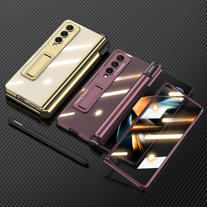 "Magnetiskt mobilfodral för Samsung Galaxy Z Fold 4, 360° skydd, olika färger, elegant design, med pennhållare."