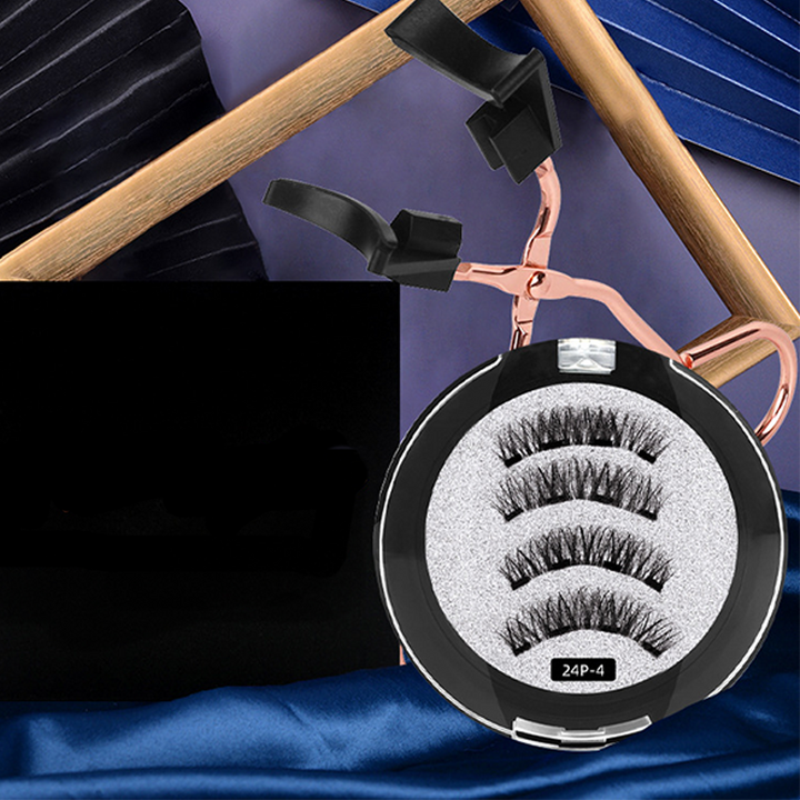 "Magnetiskt ögonfransset med böjare i rostfritt stål, enkelt att applicera och återanvända för en felfri ögonmakeup."