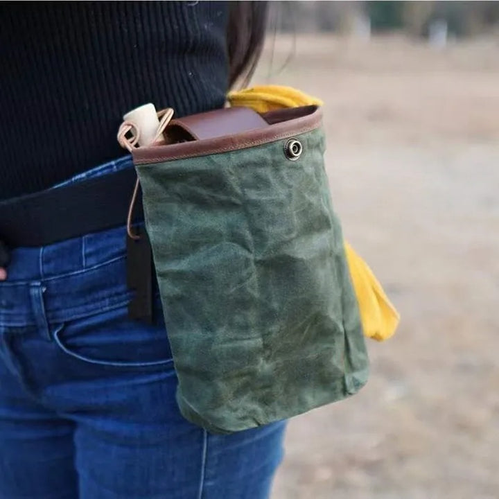 Unisex Vintage Läder och Canvas Foraging Påse