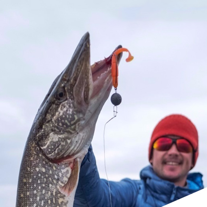 "Mångsegmenterade mjukbeten för fiske, med naturliga simrörelser, fragmenterad design och glittrande färgvariationer."