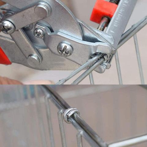 "Mångsidig burklämtång i manganstål med blå plasthandtag, perfekt för stängsel och burar, ergonomisk och hållbar."