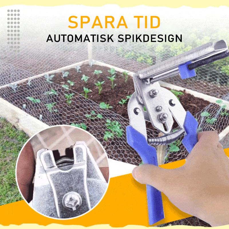"Mångsidig burklämtång i manganstål med blå plasthandtag, perfekt för stängsel och burar, ergonomisk och hållbar."