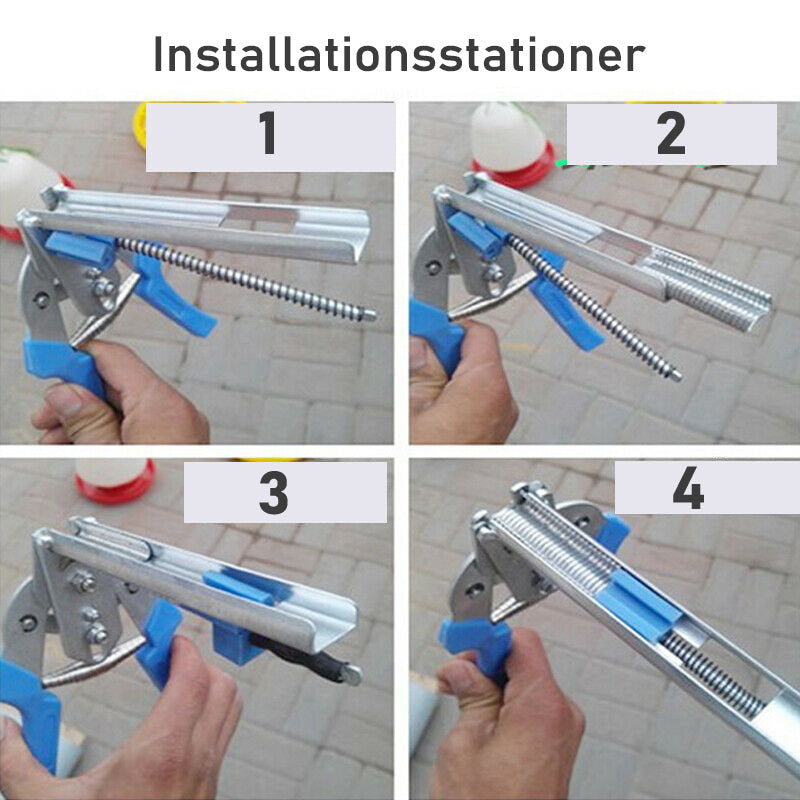 "Mångsidig burklämtång i manganstål med blå plasthandtag, perfekt för stängsel och burar, ergonomisk och hållbar."