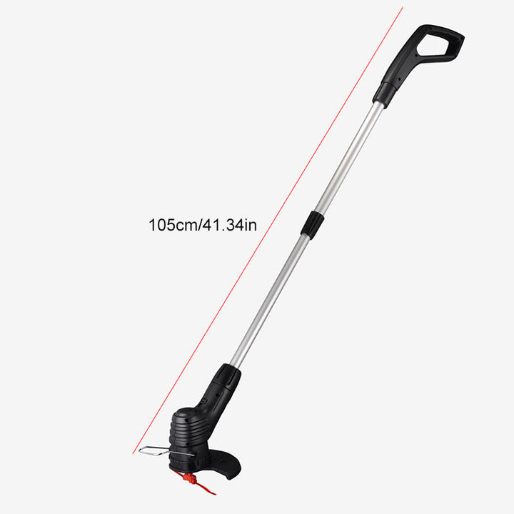 "Mångsidig grästrimmer i aluminium för trädgårdsskötsel, lätt och kompakt design med justerbar höjd och tyst drift."