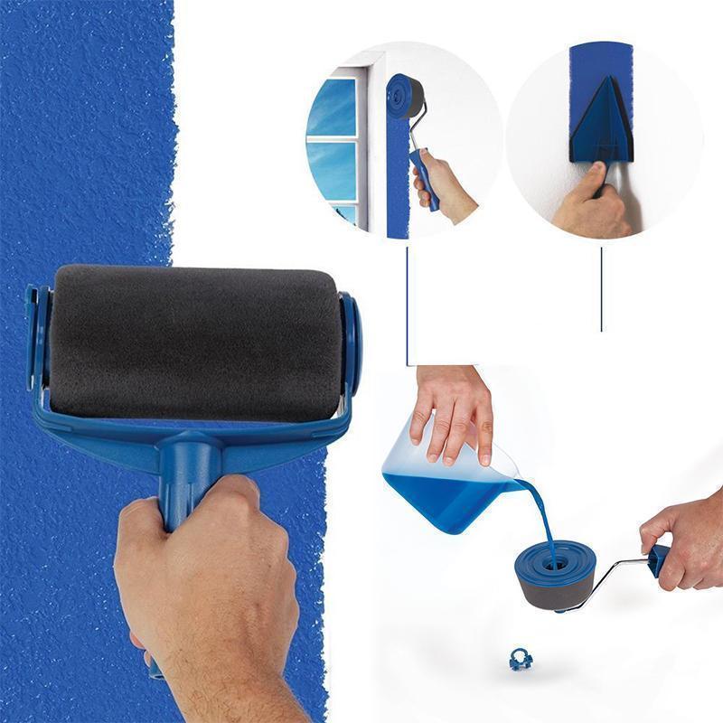 "Mångsidig målarroller med ergonomiskt handtag, microfiber, effektiv och hållbar, perfekt för jämn målning av väggar och tak.