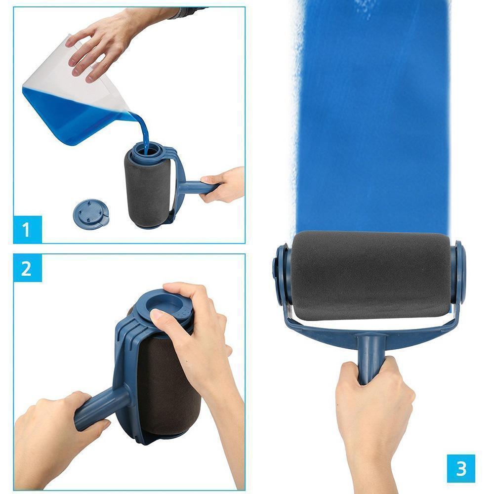 "Mångsidig målarroller med ergonomiskt handtag, microfiber, effektiv och hållbar, perfekt för jämn målning av väggar och tak.