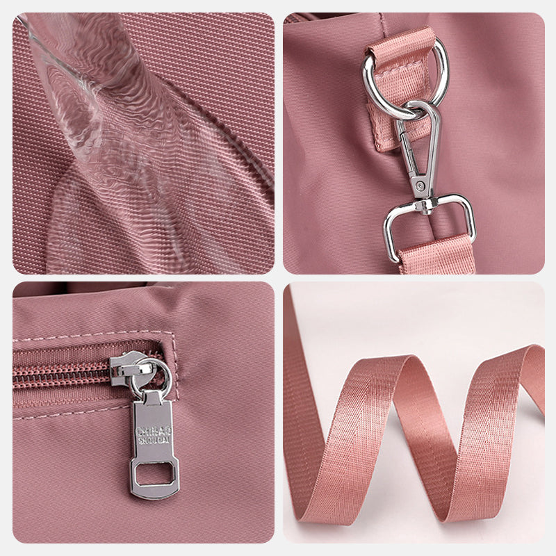 "Mångsidig nylon crossbody väska för kvinnor med ficka, justerbar rem och fler färgval, perfekt för vardag och resor."