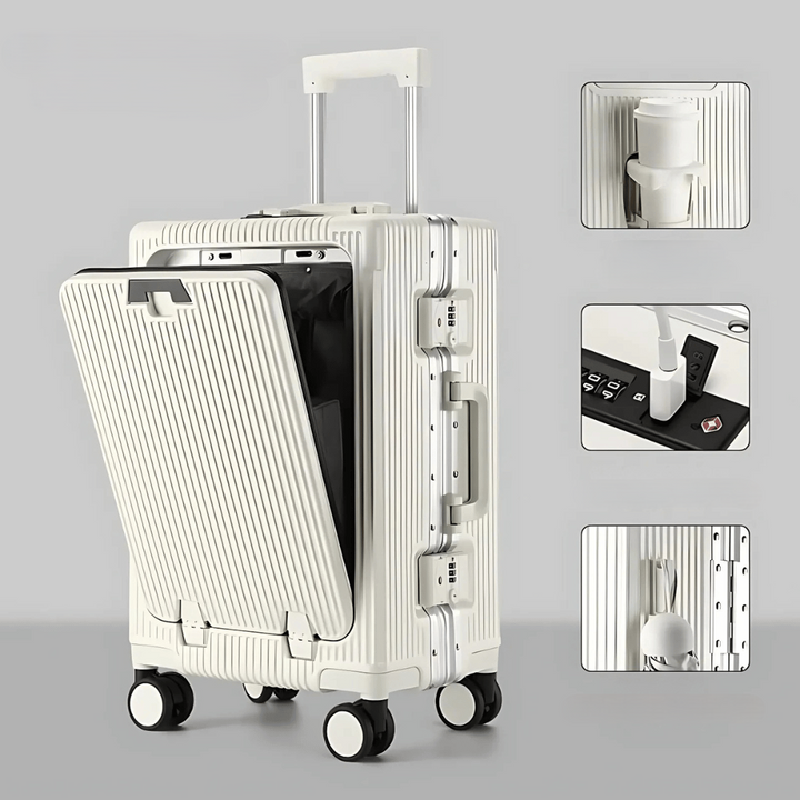 Säker och smart: Manhattan Pro kabinväska med hårt skal, TSA-lås, laptopfack & USB för bekymmersfri resa.