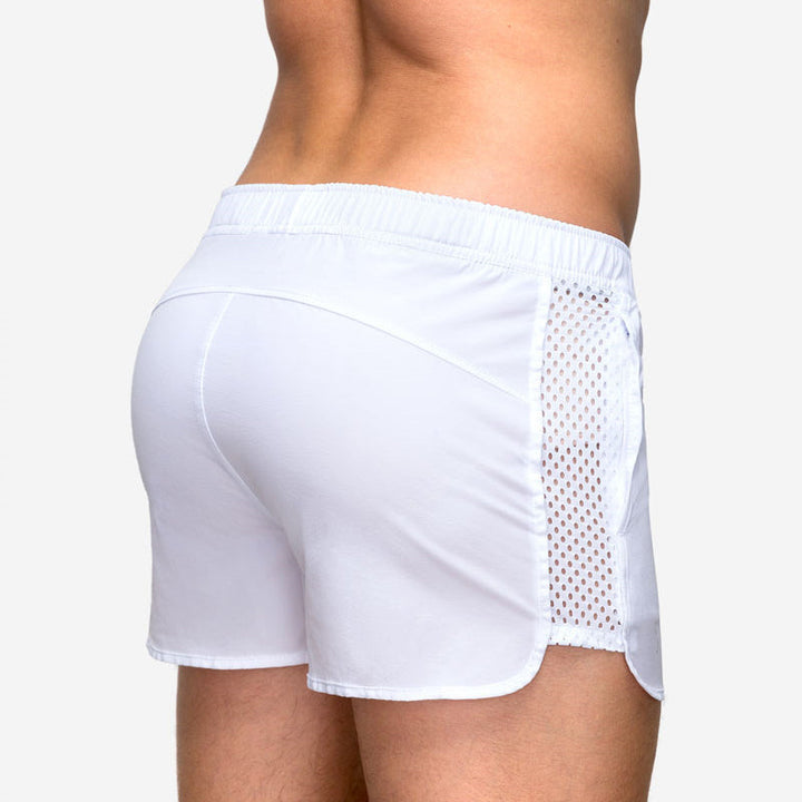 "Mäns andningsbara sommarmesh shorts i flera färger, lätt meshmaterial, två fickor, ideal för strand och träning."