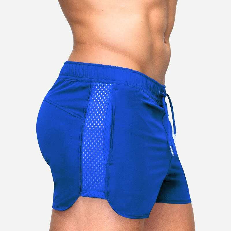 "Mäns andningsbara sommarmesh shorts i flera färger, lätt meshmaterial, två fickor, ideal för strand och träning."