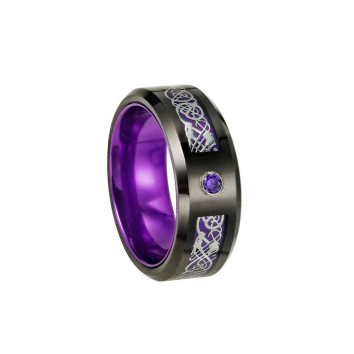 "Mäns färgglada tungstencarbide drakring, elegant design, i grön nyans. Högkvalitativt smycke för stilmedvetna män."