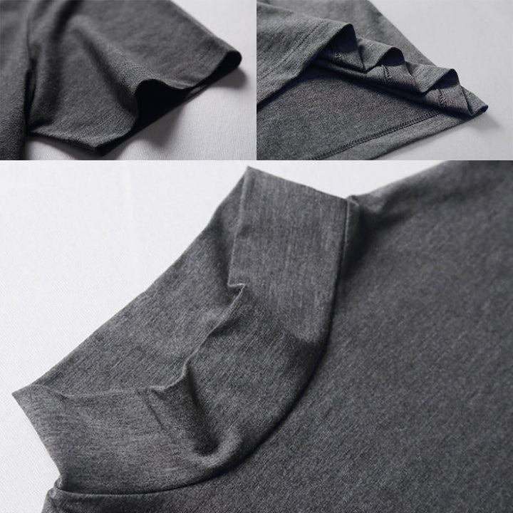"Mäns modal T-shirt med halv polokrage, enfärgad design och bekväm passform, perfekt för alla tillfällen."