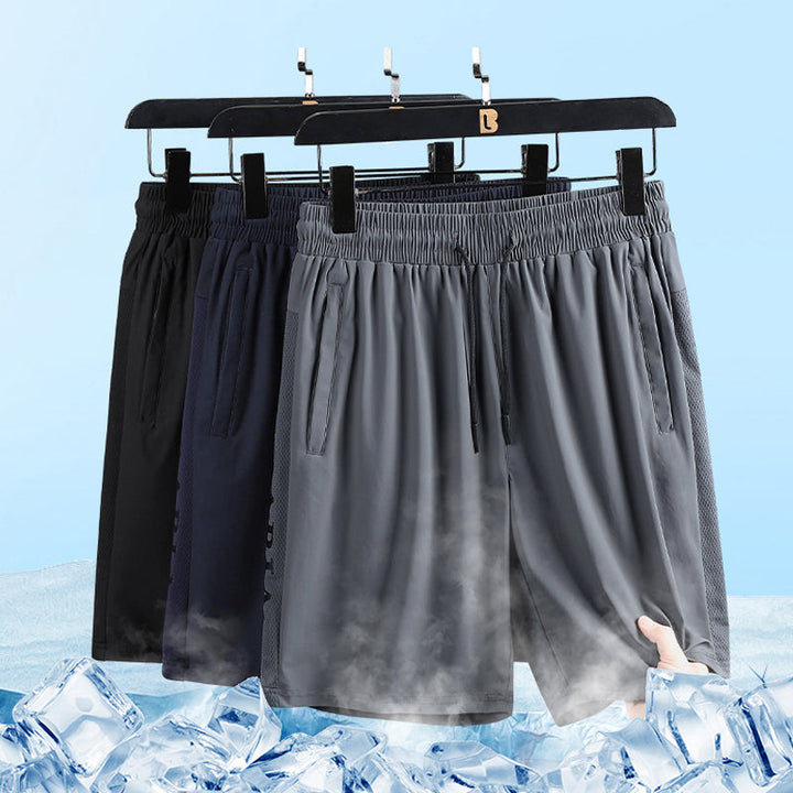 "Mäns sommar sportshorts med elastisk midja, avslappnad passform, svart färg, framifrån, lämplig för träning och vardag."
