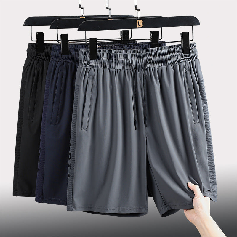 "Mäns sommar sportshorts med elastisk midja, avslappnad passform, svart färg, framifrån, lämplig för träning och vardag."
