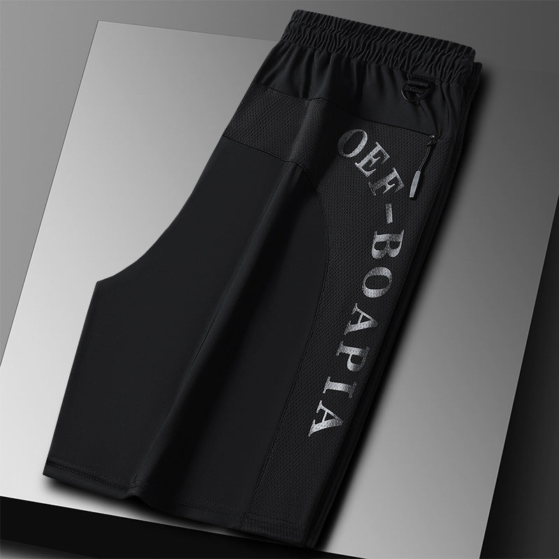 "Mäns sommar sportshorts med elastisk midja, avslappnad passform, svart färg, framifrån, lämplig för träning och vardag."