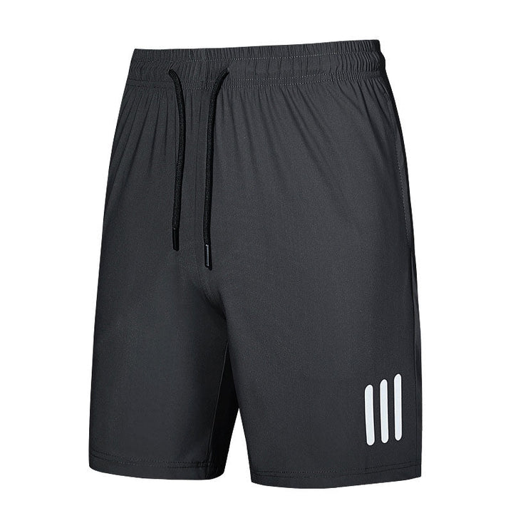 "Mäns sommar sportshorts med elastisk midja, avslappnad passform, svart färg, framifrån, lämplig för träning och vardag."
