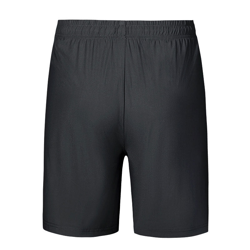 "Mäns sommar sportshorts med elastisk midja, avslappnad passform, svart färg, framifrån, lämplig för träning och vardag."