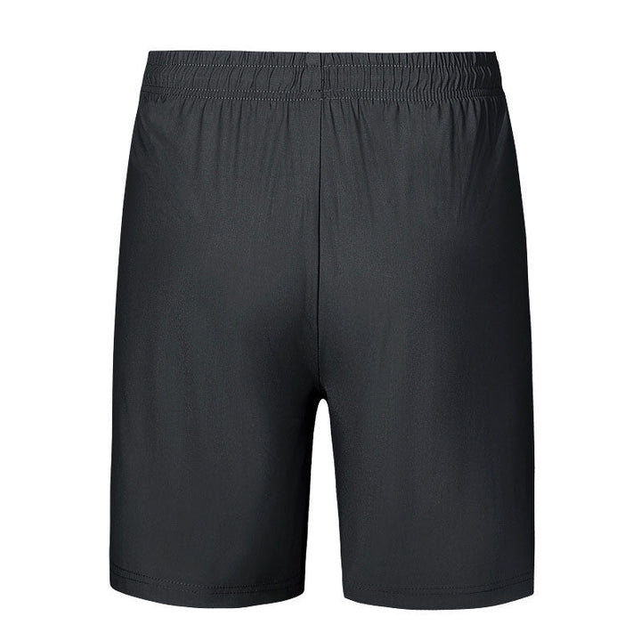 "Mäns sommar sportshorts med elastisk midja, avslappnad passform, svart färg, framifrån, lämplig för träning och vardag."