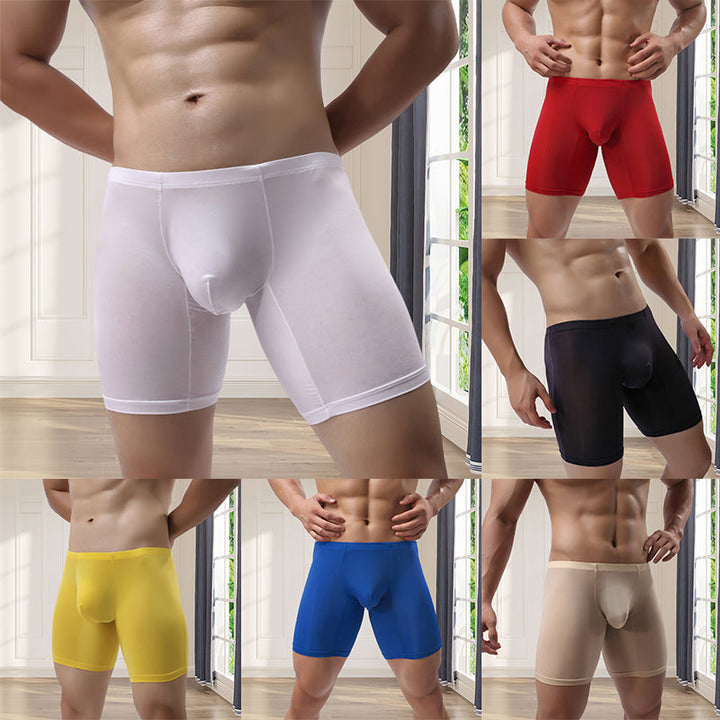 "Mäns sportiga Ice Silk boxershorts i svart, andas och bekväma, med elastiskt midjeband och slitstarka sömmar."