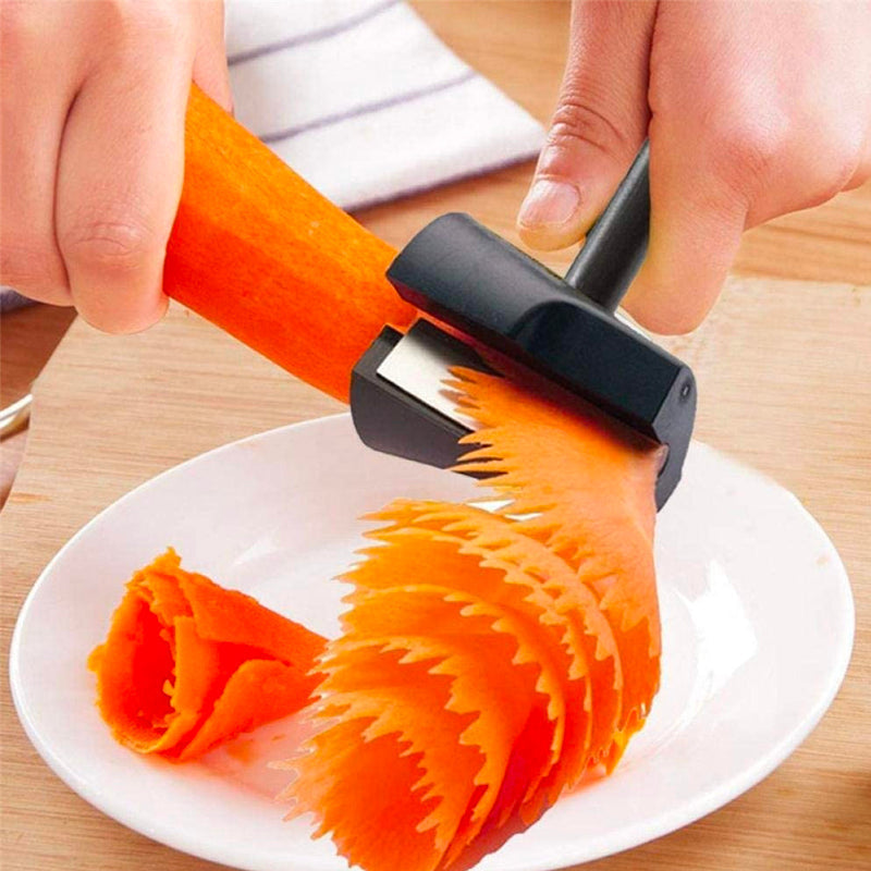 "Manuell grönsaksskärare i ABS och rostfritt stål, kompakt köksverktyg för kreativ grönsaksskärning, hållbar och stilren."