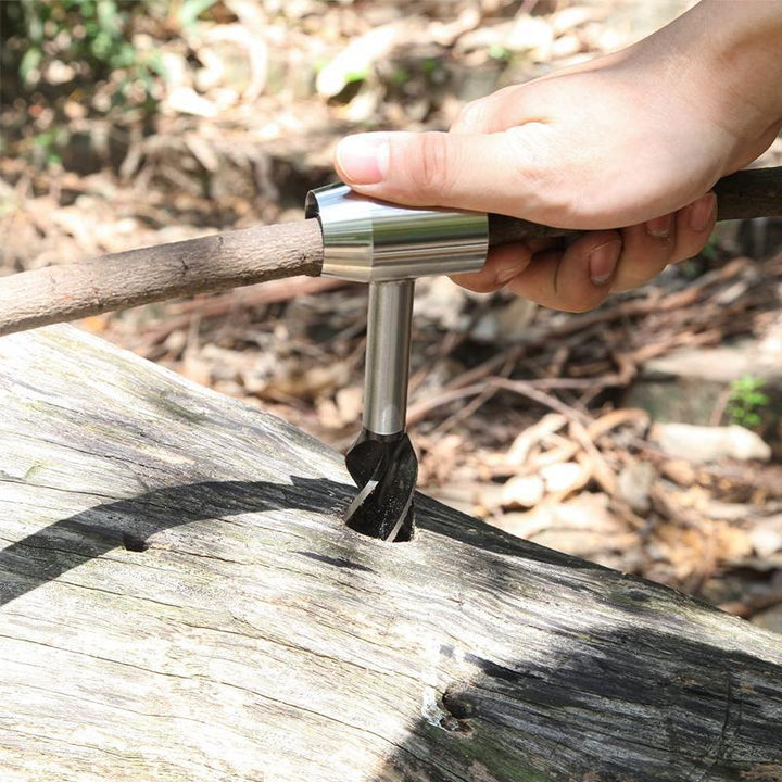 "Manuell handborr med robust design för överlevnad, camping och träborrning i vildmarken, perfekt för bushcraft."
